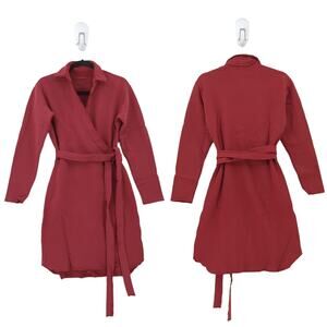 Frank & Eileen Women S Willa Dress Cranberry Red Triple Fleece Wrap Terry NEW